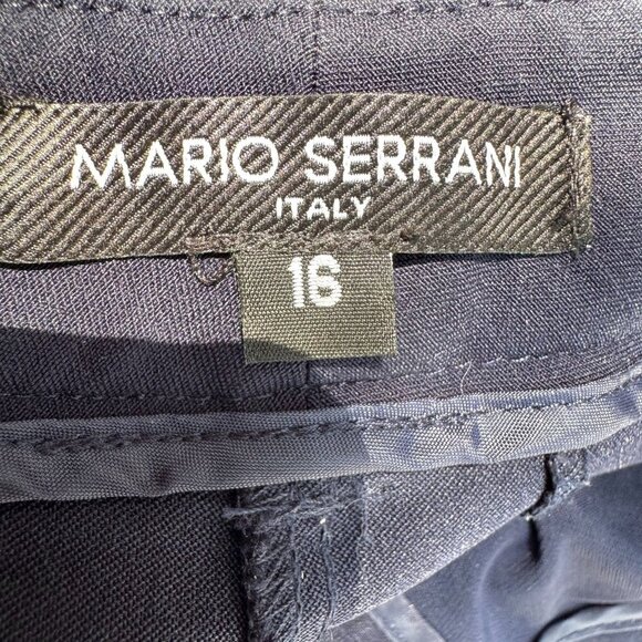 Mario Serrani Italy Womens Navy Flat Front Slash Pockets Zipper Closure Pants 16 - Picture 2 of 7